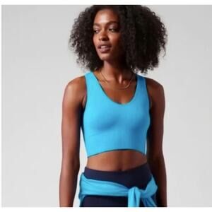 Athleta Aurora seamless Crop Rib tank Santorini blue XL